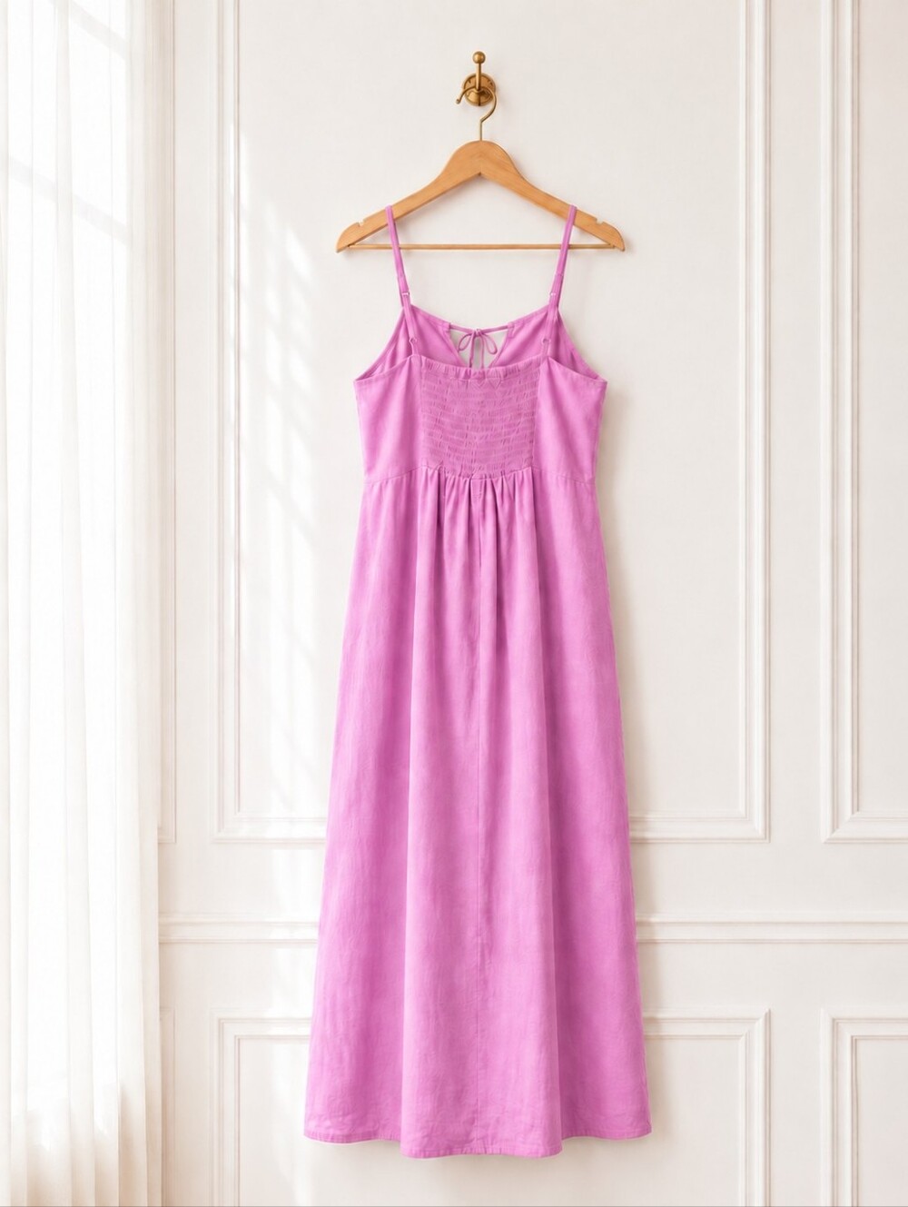 🌸 Universal Thread | Linen Blend Tie Front Midi Dress | Size Small -Fully Lined - Picture 6 of 8